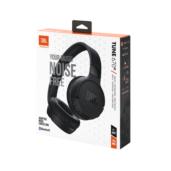 JBL Tune 670NC Wireless Bluetooth Noise-Cancelling Headphones - BLACK