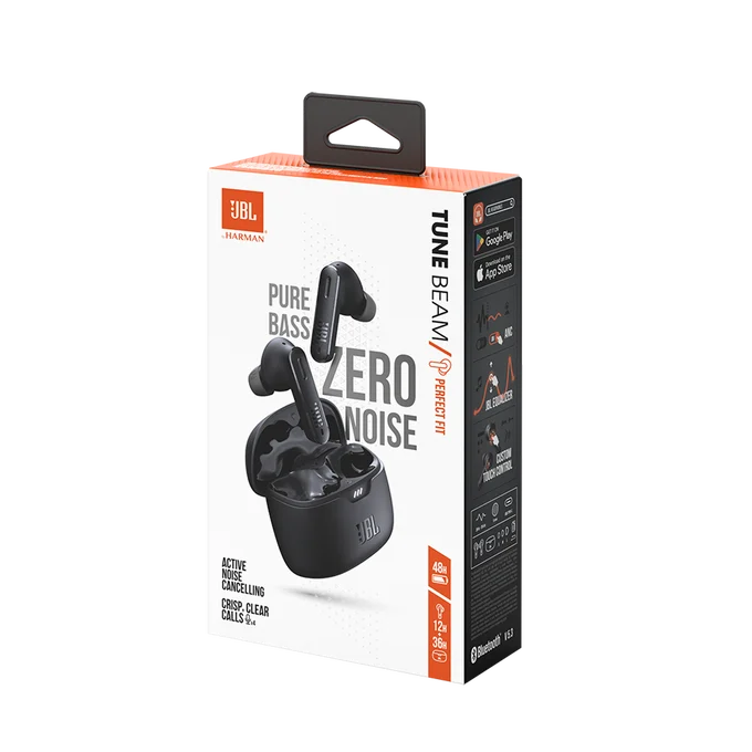 JBL Tune Beam Wireless Bluetooth Noise-Cancelling Earbuds - Black