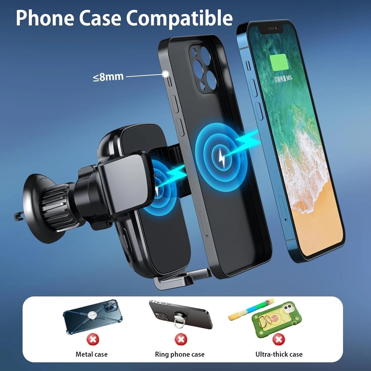 SONRU Wireless Car Charger 15W Fast Charging Phone Holder Mount WP20-C NEW